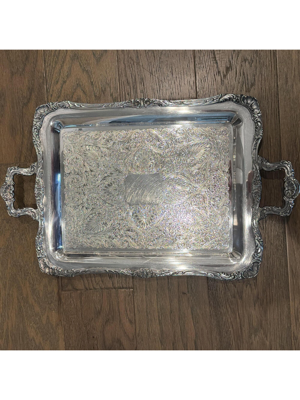 Wm Rogers Spring Flower #290 Silverplate Waiter Tray 24” Large Ornate
